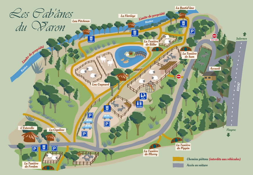 Le plan du domaine des cabanes du varon