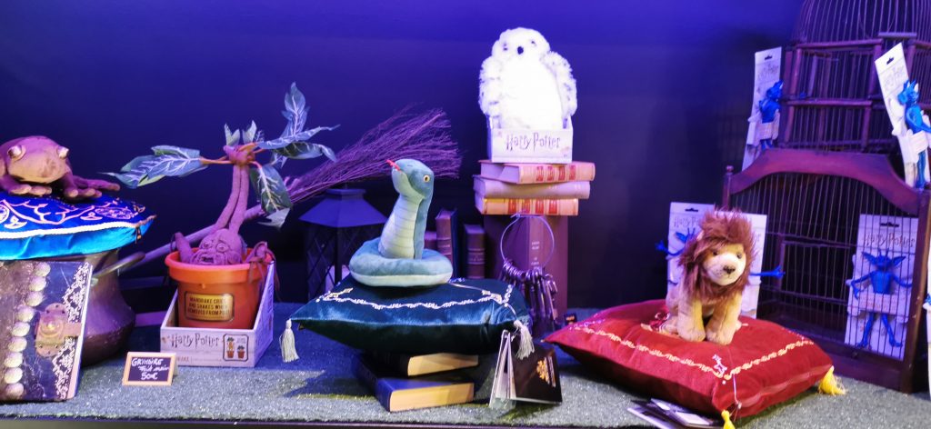 Décoration et peluches sur le thème d'Harry Potter chez Elixiers et Sorcellerie à Cannes 